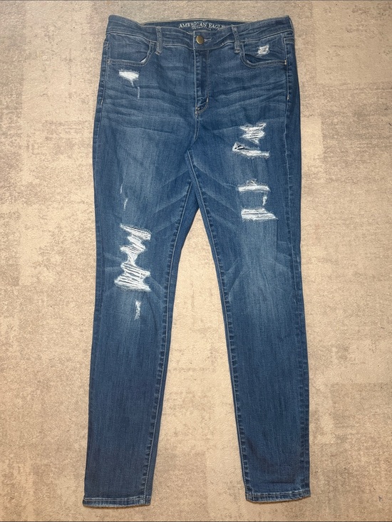 American Eagle Outfitters Pants - American Eagle Outfitters Blue Jean Denim Hi-Rise Jegging Distressed 16 Long